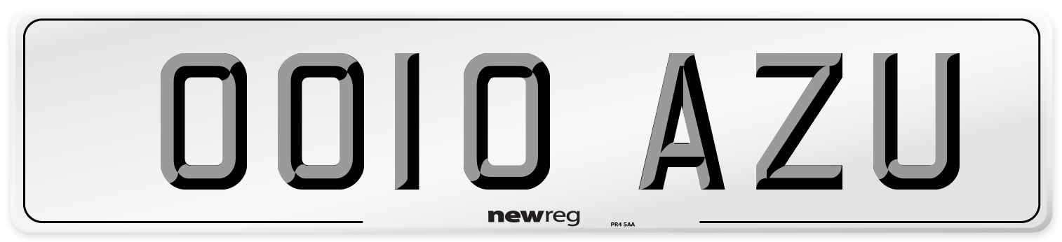 OO10 AZU Number Plate from New Reg